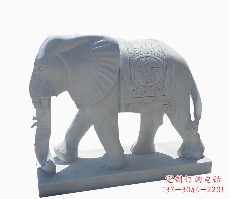无锡桃花开,当铺金,汉白玉大象雕塑,吉祥引财