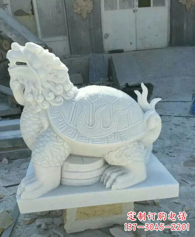 无锡汉白玉招财龙龟石雕