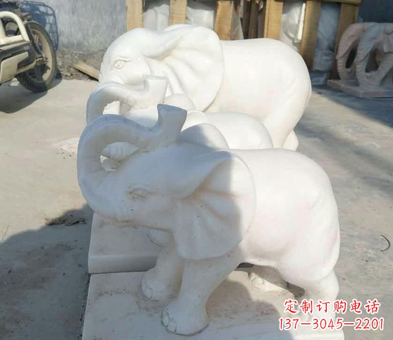 无锡高端汉白玉招财小象雕塑
