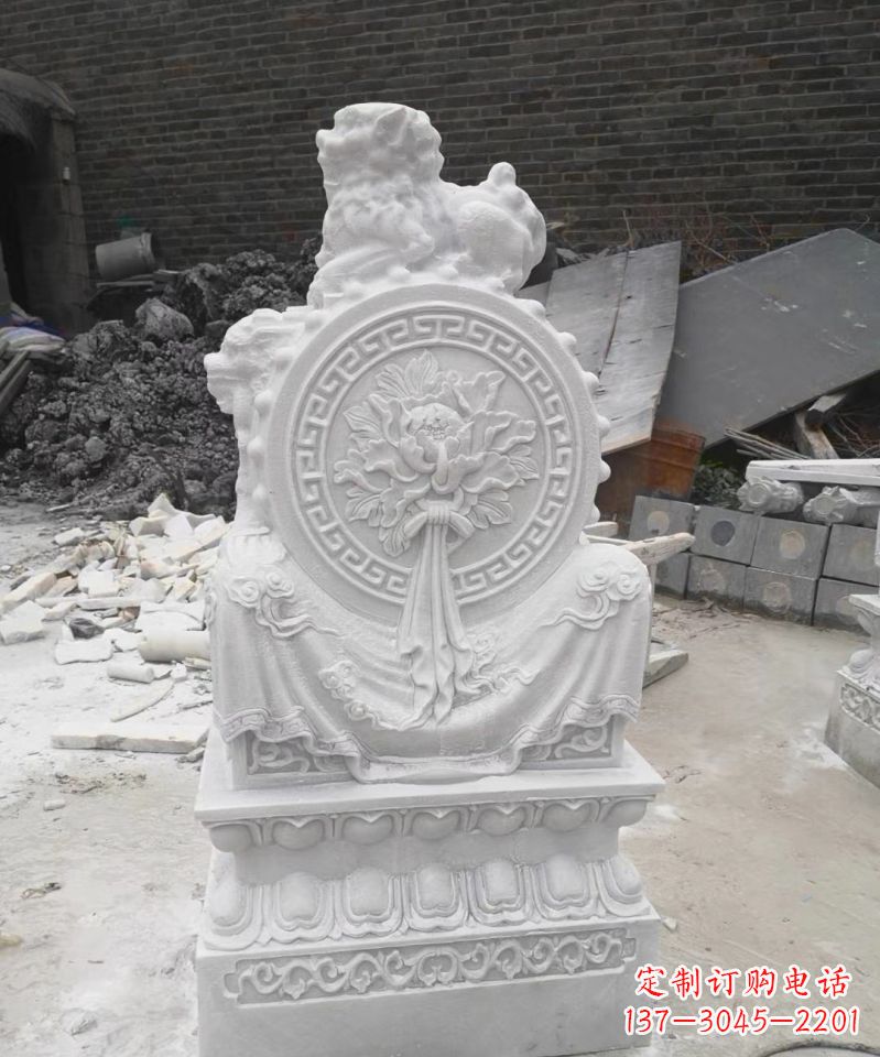 无锡汉白玉镇宅狮子门墩