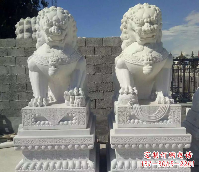 无锡汉白玉镇宅狮子石雕,完美贴近生活