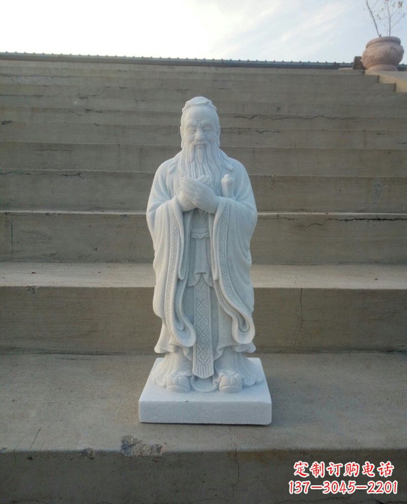 无锡汉白玉孔子石雕,雕刻传承千百年文明