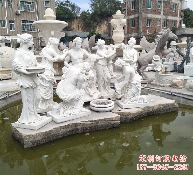无锡汉白玉众宁芙侍奉阿波罗雕塑