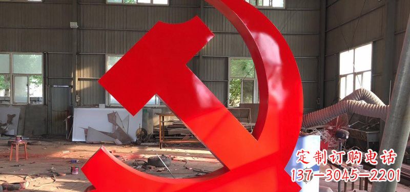 无锡河南不锈钢党徽雕塑,精致而完美