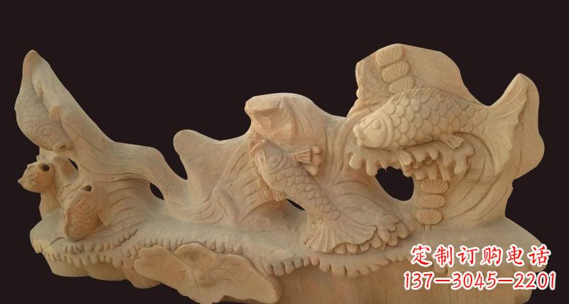 无锡荷花鲤鱼石雕,精美绝伦