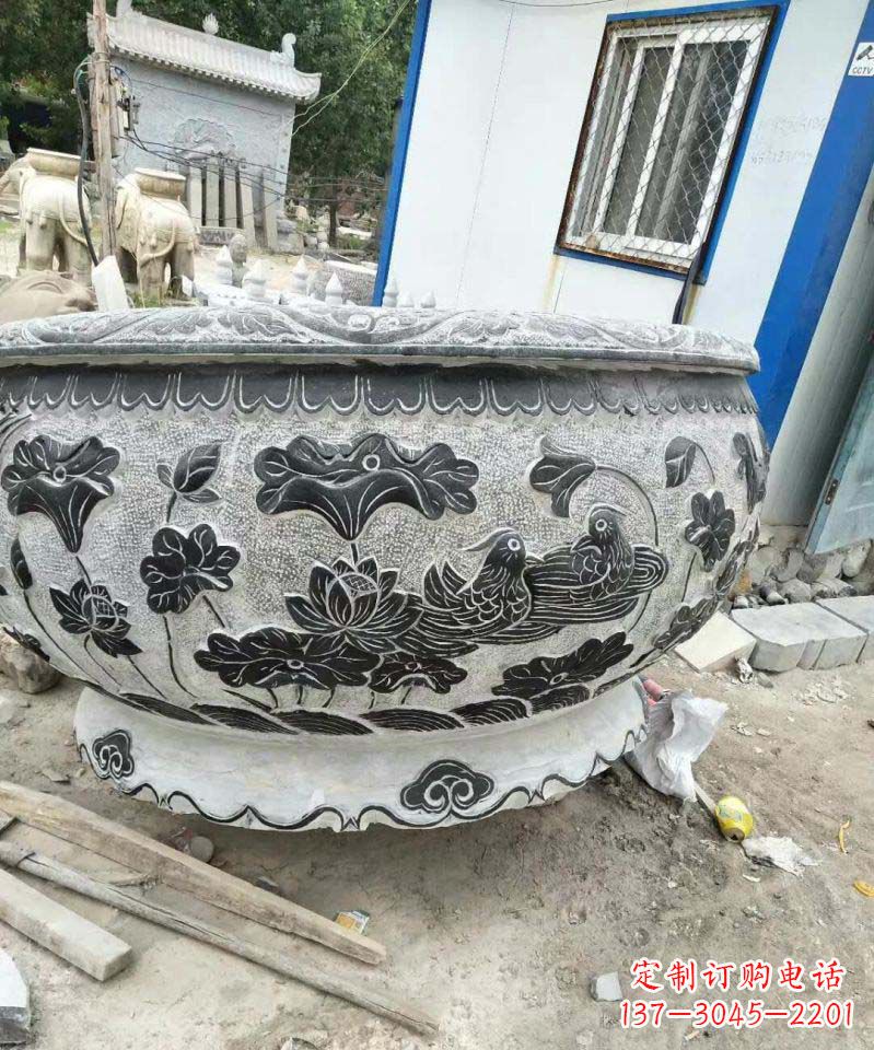 无锡荷花石雕水缸,给你安静的空间