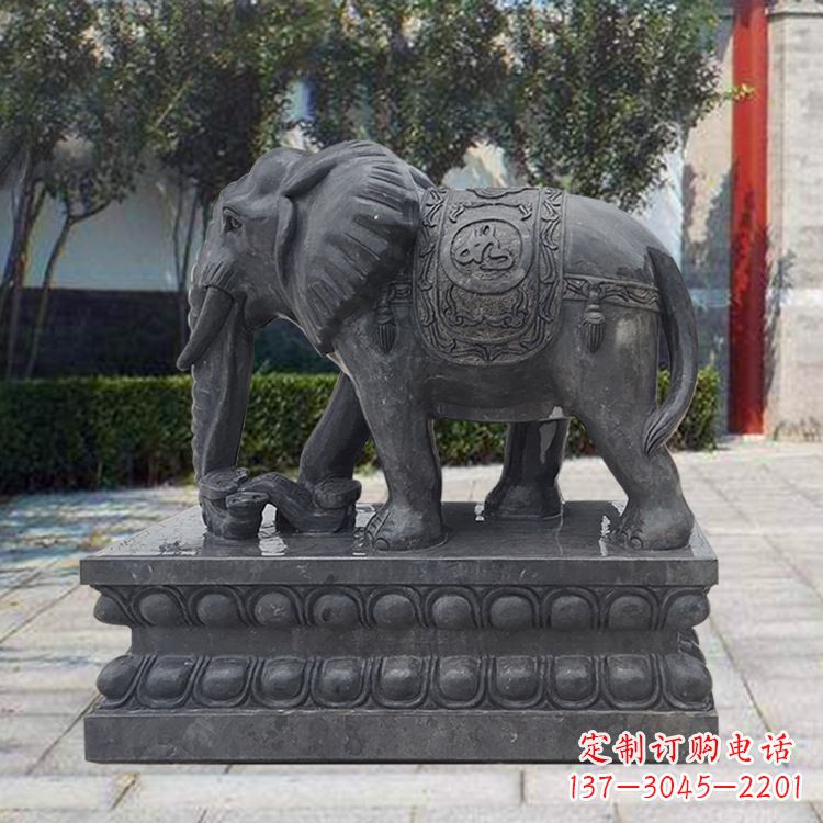 无锡黑色石雕大象