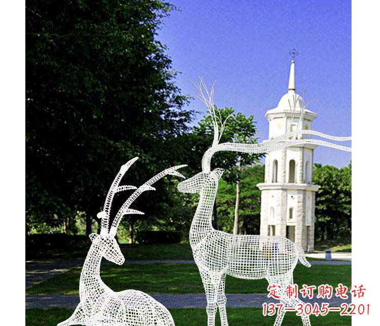 无锡户外不锈钢梅花鹿镂空雕塑