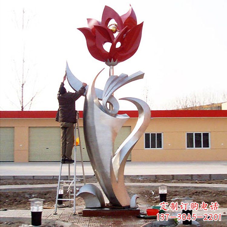 无锡高端定制玫瑰花不锈钢大型雕塑