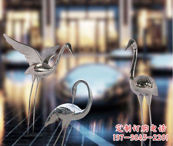 无锡户外镜面不锈钢仙鹤雕塑