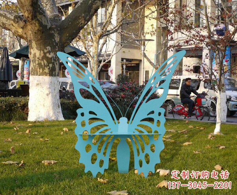 无锡中领雕塑专业定制不锈钢蝴蝶雕塑座椅