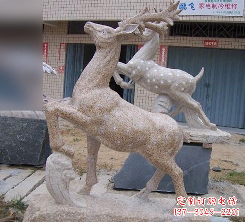 无锡花岗岩梅花鹿雕塑,象征着美丽的永恒