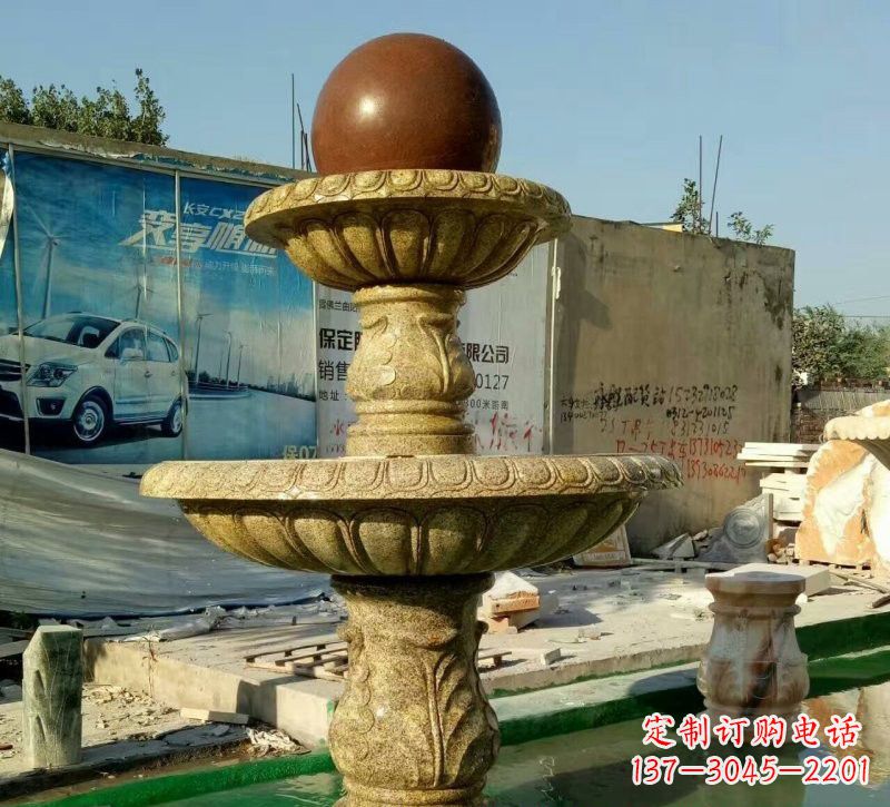 无锡花岗岩双层风水球雕塑