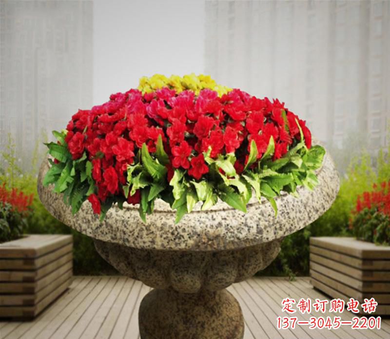 无锡花岗岩小区景观花盆雕塑:精美艺术设计