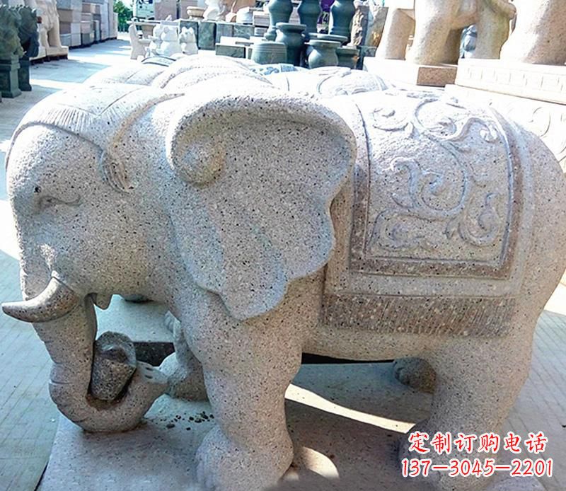 无锡花岗岩元宝大象石雕,雕刻古典且充满质感
