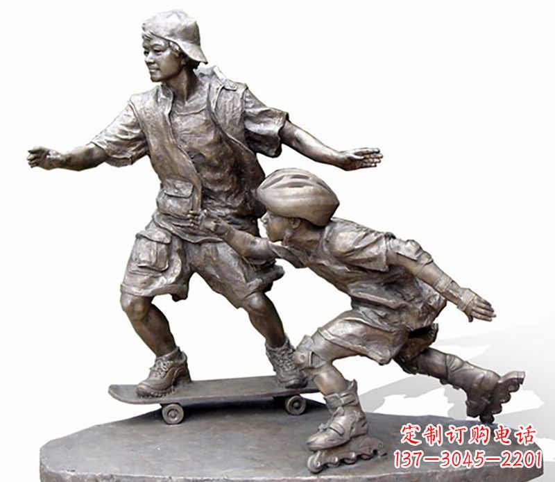 无锡激情滑板,艺术雕塑:城市滑冰男孩铜雕