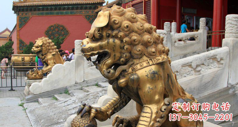 无锡黄铜狮子故宫狮雕塑,高端定制艺术品