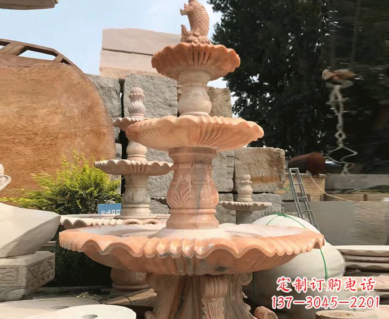 无锡黄锈石喷泉雕塑