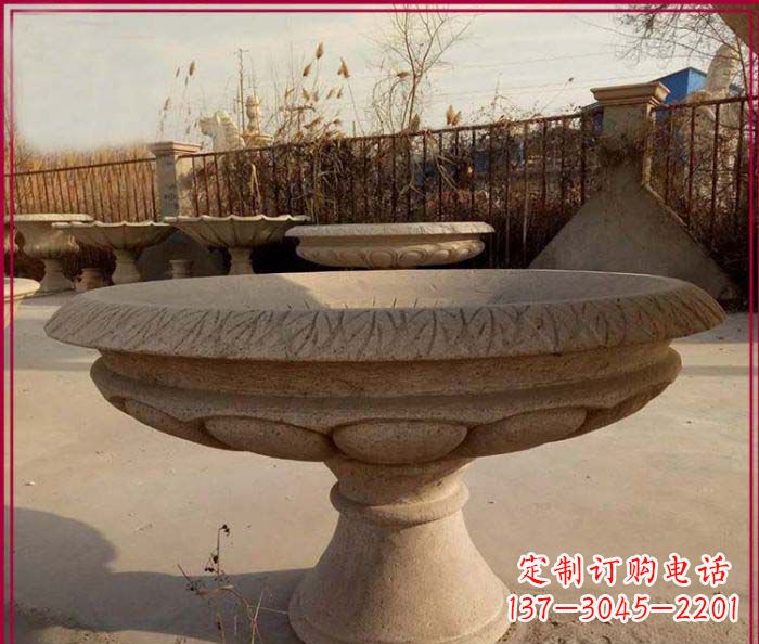 无锡黄锈石花盆公园石雕