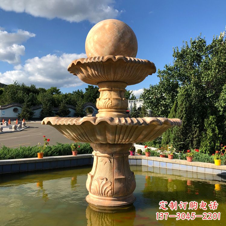 无锡经典黄锈石喷泉装饰雕塑