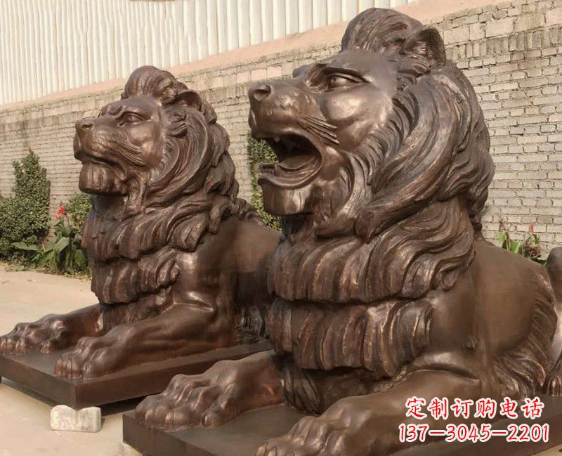 无锡汇丰铜雕狮子,威武雄壮