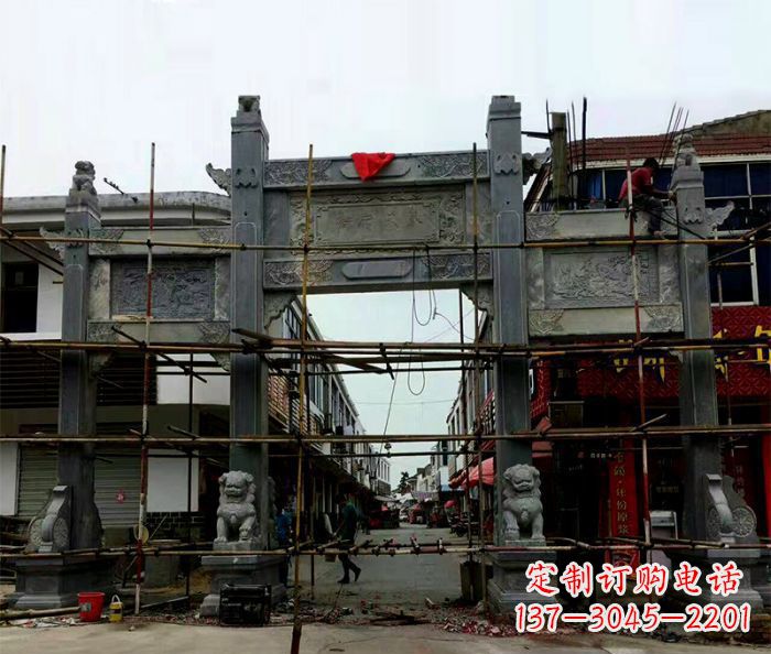 无锡街道三门石雕牌楼 (2)