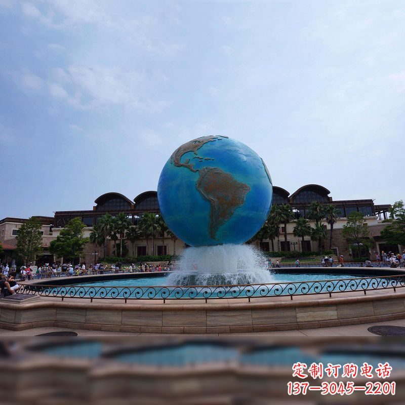 无锡视觉奇景,不锈钢水景喷泉地球仪雕塑
