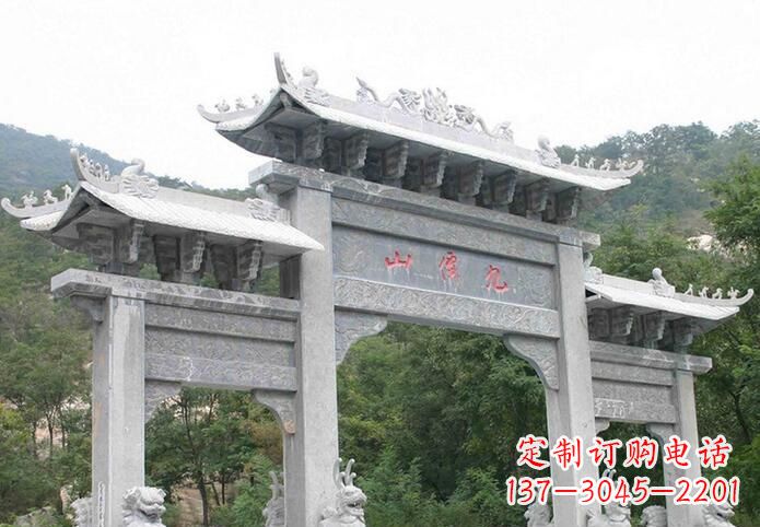 无锡景区三门仿古牌坊石雕