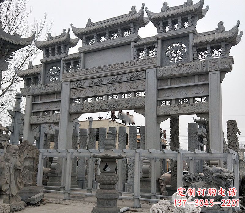 无锡京中领雕塑:牌坊石雕定制