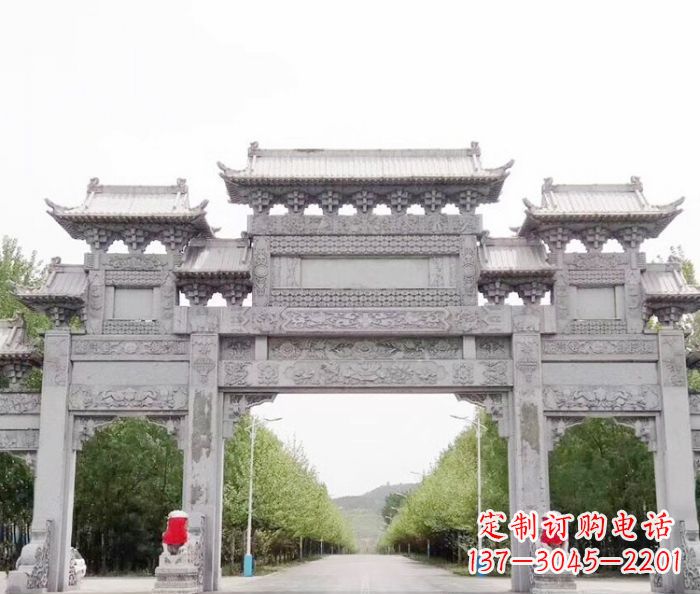 无锡三门石雕牌坊,独具特色的地标雕塑