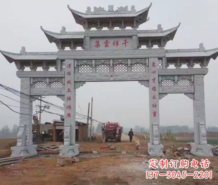 无锡景区三门石雕牌楼 (6)