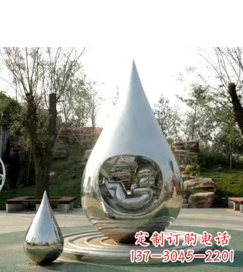无锡镜面不锈钢水滴雕塑,精致灵动,描绘出美好生活