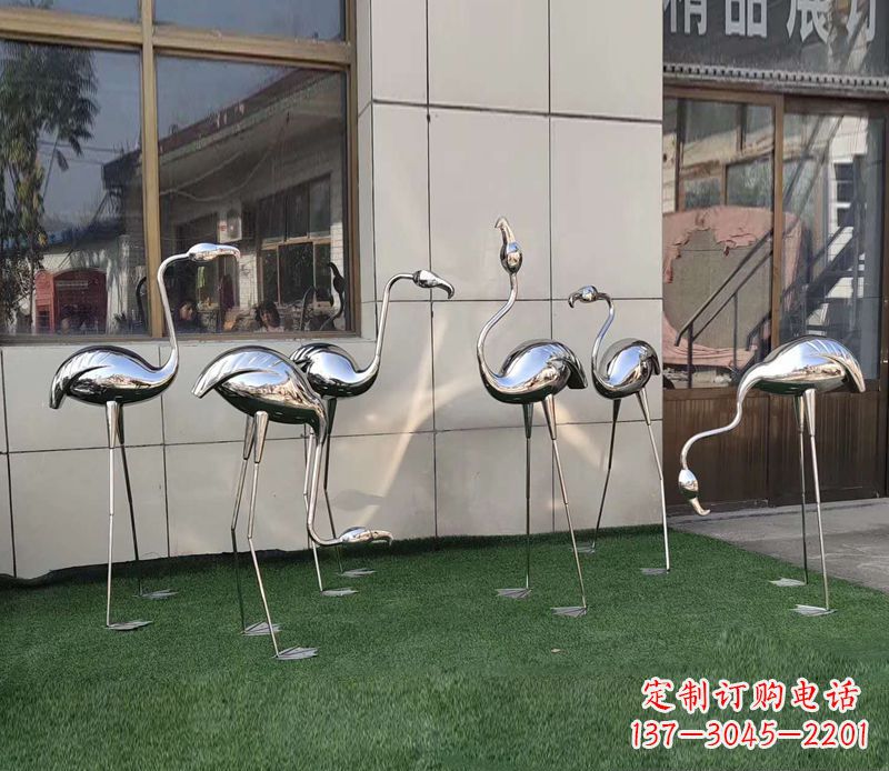 无锡优雅古典的镜面不锈钢仙鹤雕塑
