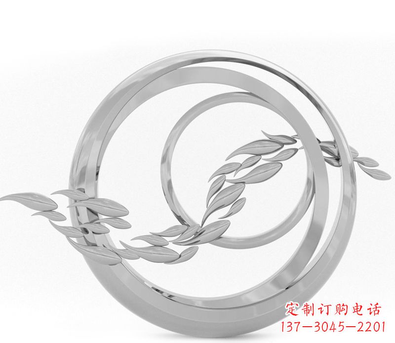 无锡镜面不锈钢鱼群圆环雕塑