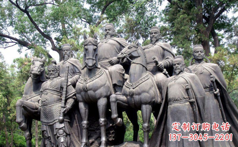 无锡李世民领兵名人铜雕,永久流传霸业辉煌