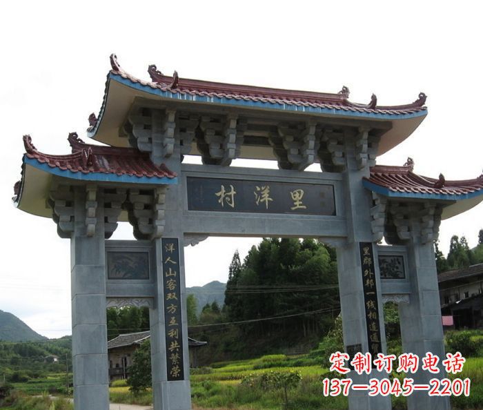 无锡艺术精品-里洋村三门牌坊石雕