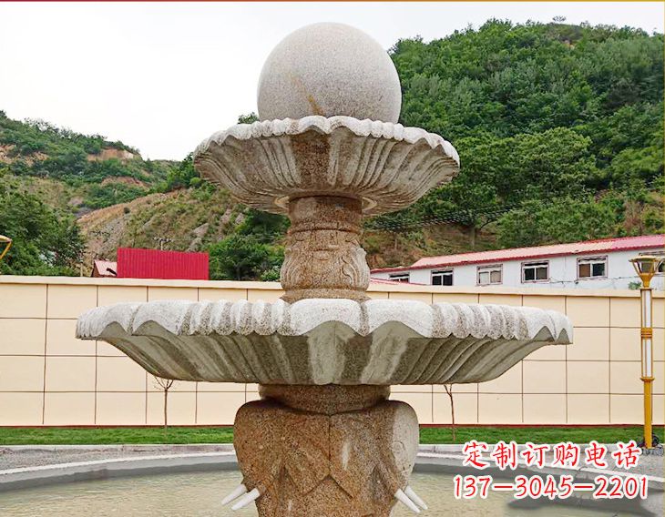 无锡精致莲花石雕喷泉,添点艺术气息