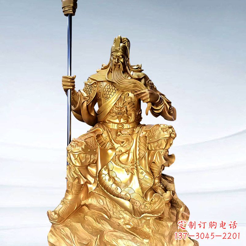 无锡全新鎏金五虎上将关羽铜雕,精致细腻!