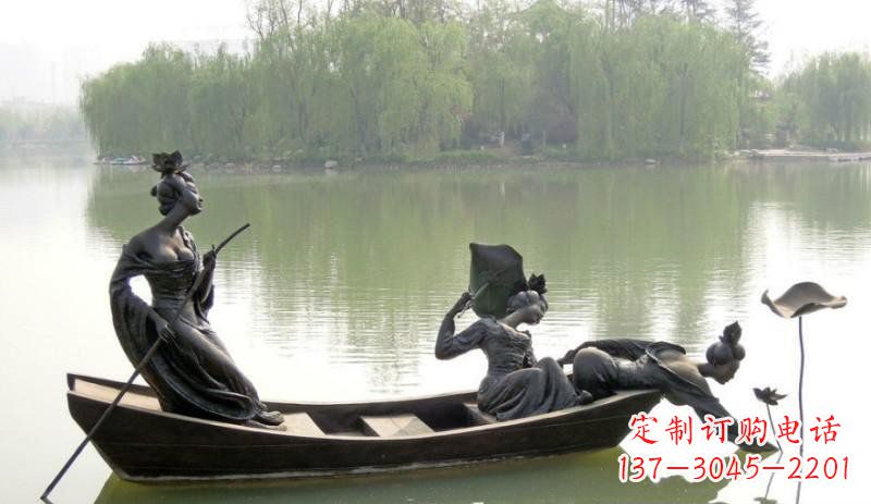 无锡美女采莲公园景观铜雕