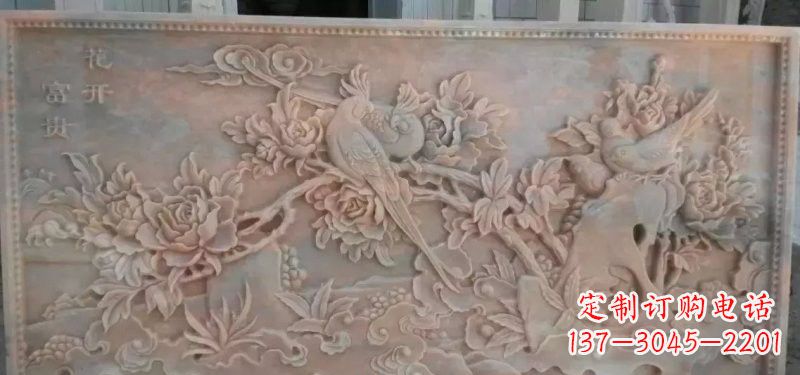 无锡美轮美奂的牡丹花石浮雕