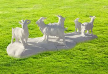 无锡中领雕塑：精致汉白玉公园动物山羊雕塑