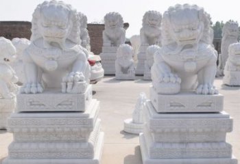 无锡汉白玉看门狮子雕塑
