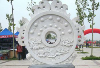 无锡精雕细琢汉白玉双龙石门墩雕塑