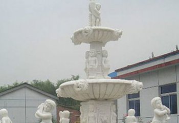 无锡汉白玉天使大型喷泉石雕