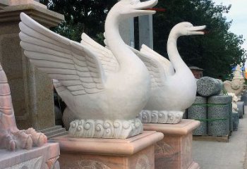 无锡汉白玉天鹅雕塑，让庭院都享受激越的视觉奇观