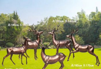 无锡红铜鹿精美雕塑，立体栩栩如生