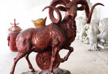 无锡红阳开泰精美的缅甸铜山羊雕塑