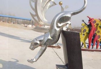 无锡经典大气的不锈钢豹子雕塑