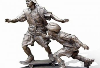 无锡激情滑板，艺术雕塑：城市滑冰男孩铜雕