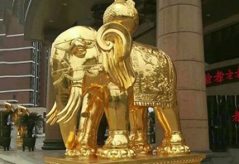 无锡鎏金大门大象铜雕，招财辟邪吉祥动物雕塑